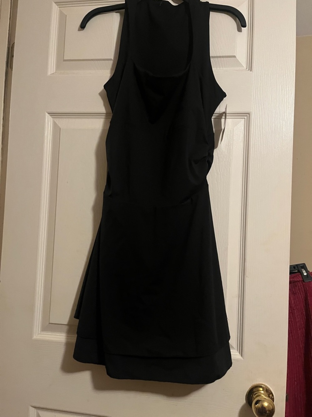 Square-Neck Black Ruffle Hem Mini Dress - Picture 4 of 5